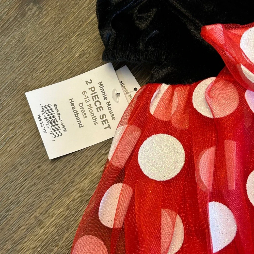 Disney 6-12 Mths Minnie Mouse‎ Dress Halloween Costume Red polka dot w ears